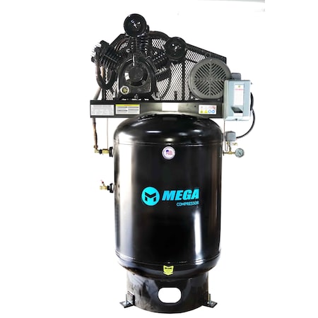 Mega Compressor Mega Power Compressor, 10HP 120 gal Vertical 3PH 208-230V, Nidec Motor MP-10120V3U-230